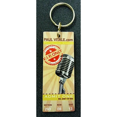 Ticket Style 3.75" x 1.5" Aluminum Key Tag w/rounded corners and a full color, sublimated imprint.